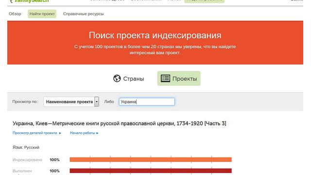 На початку жовтня 2014 року відвідувачі сайту FamilySearch могли шукати своїх предків вже майже серед 2 мільйонів проіндексованих імен